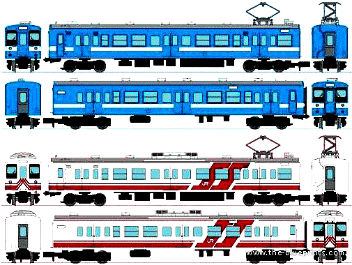 Поезд JNR Series 119-0 - чертежи, габариты, рисунки