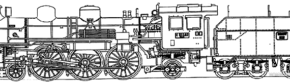 Поезд JNR Type C55-247 (Steam Locomotive) - чертежи, габариты, рисунки