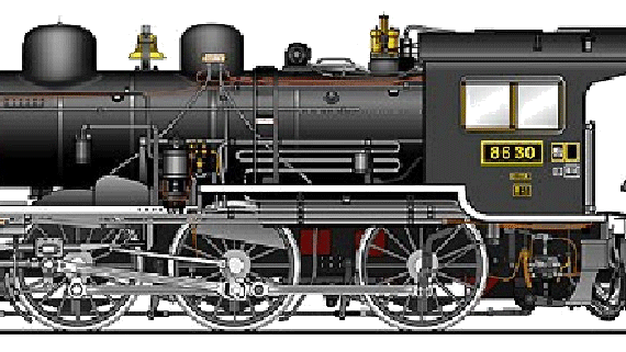 Train JR Form 8620 - drawings, dimensions, figures