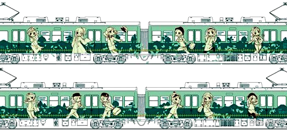 Keihan Type 600 Tetsudou train - drawings, dimensions, figures