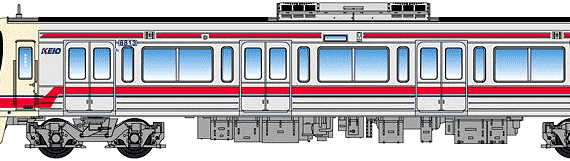 Keio Series 8000 train - drawings, dimensions, figures