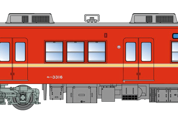 Keisei 3300 train - drawings, dimensions, figures