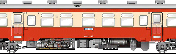 Train Kiha 21-39 - drawings, dimensions, figures