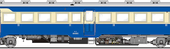 Train Kiha 44 001 - drawings, dimensions, figures