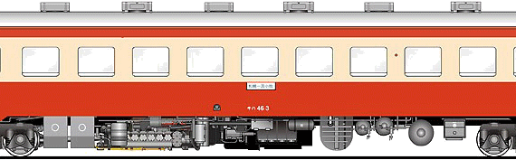 Kiha 46-3 train - drawings, dimensions, figures