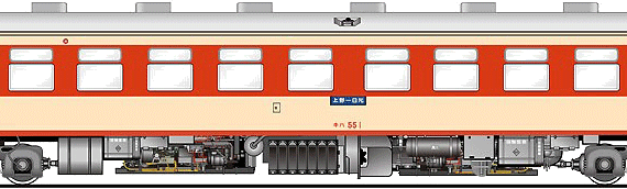Kiha 55-1 train - drawings, dimensions, figures