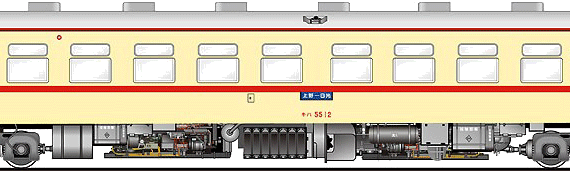Train Kiha 55-12 - drawings, dimensions, figures