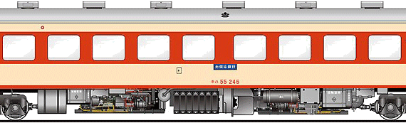 Train Kiha 55-246 - drawings, dimensions, figures