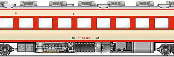 Train Kiha 58-293 - drawings, dimensions, figures