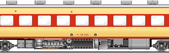 Train Kiha 58-804 - drawings, dimensions, figures