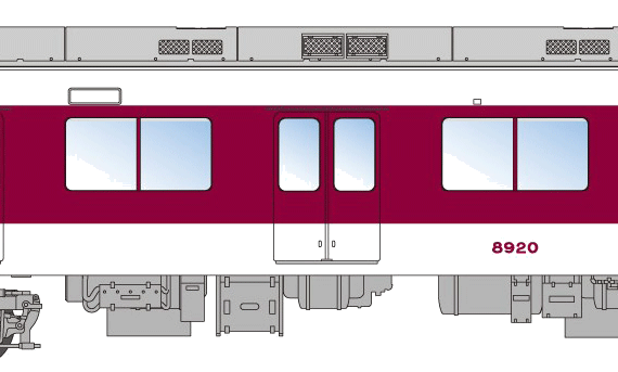 Kintetsu 8100 train - drawings, dimensions, figures