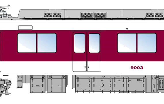 Train Kintetsu 8810 - drawings, dimensions, figures