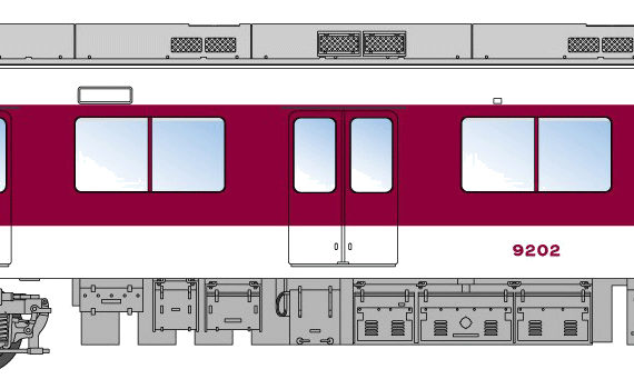 Kintetsu 9200 train - drawings, dimensions, figures
