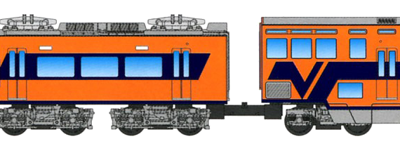 Kintetsu Series 30000 Vista III train - drawings, dimensions, figures