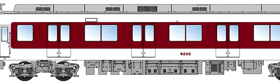 Kintetsu Series 9200 train - drawings, dimensions, figures