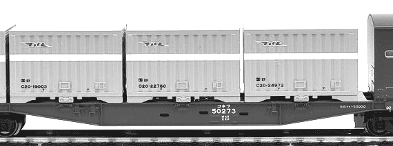 Поезд Kokifu 50000 +Container Type C20 - чертежи, габариты, рисунки