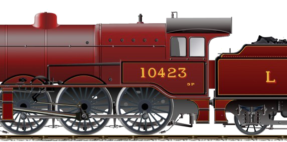 Поезд LMS Class 5P 4-6-0 No 10423 - чертежи, габариты, рисунки