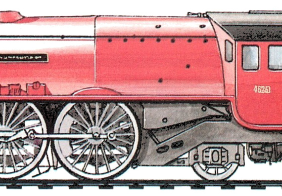 LMS Duches Class 4-6-4 train (1939) - drawings, dimensions, pictures