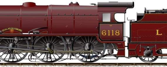 Поезд LMS Royal Scot Class - No 6118 Royal Welch Fusilier - чертежи, габариты, рисунки