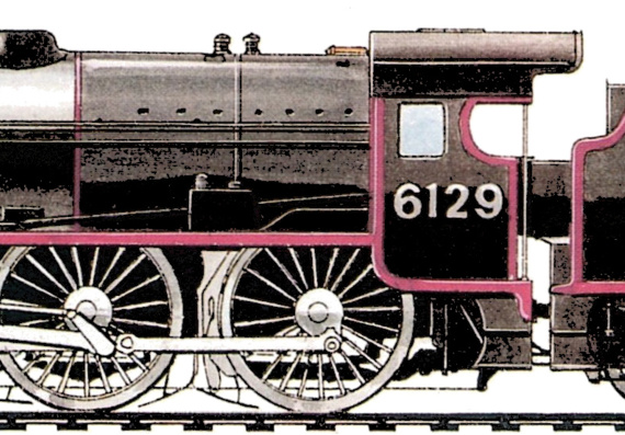 Поезд LMS Royal Scott Class 4-6-0 (1927) - чертежи, габариты, рисунки