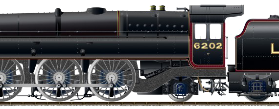 Train LMS Turbomotive - No. 6202 - drawings, dimensions, figures
