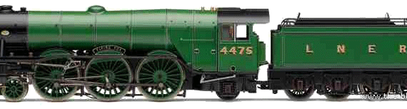 Поезд LNER 4-6-2 Class A1 Flying Fox - чертежи, габариты, рисунки