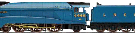 Поезд LNER 4-6-2 Class A4 4468 Mallard - чертежи, габариты, рисунки