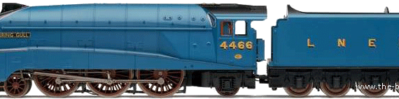Поезд LNER 4-6-2 Class A4 Herring Gull - чертежи, габариты, рисунки