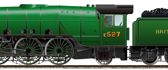 Поезд LNER Class A2 No E527 Sun Chariot - чертежи, габариты, рисунки