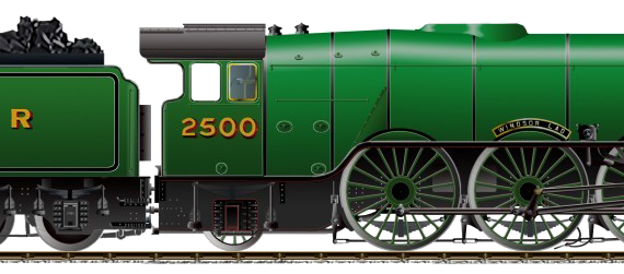 Поезд LNER Class A3 No 2500 Windsor Lad - чертежи, габариты, рисунки