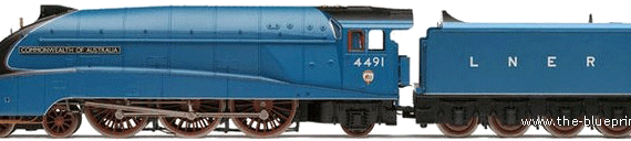Поезд LNER Class A4 4-6-2 Commonwealth of Australia - чертежи, габариты, рисунки