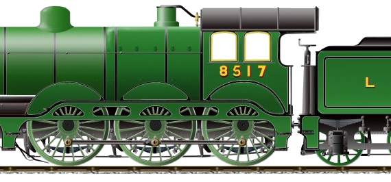 Поезд LNER Class B12 - No 8517 - чертежи, габариты, рисунки