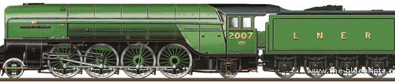Поезд LNER Class P2 2-8-2 (Mikado) Locomotive No.2003 - чертежи, габариты, рисунки