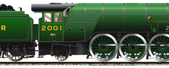 Train LNER Class P2 No. 2001 Cock o'the North - drawings, dimensions, figures