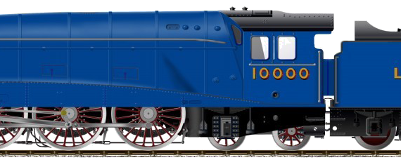 Train LNER Class W1 No. 10000 - drawings, dimensions, figures