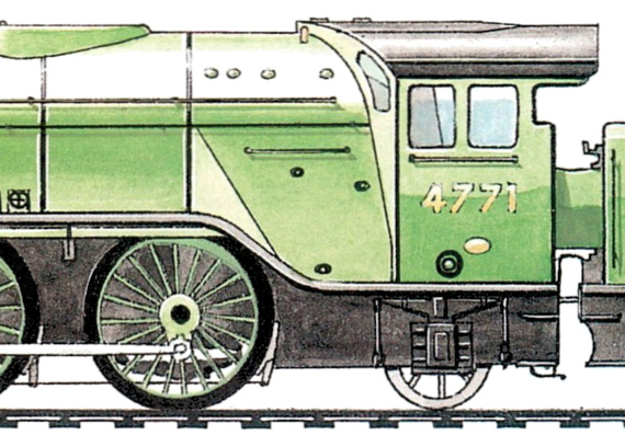 Train LNER V2 Class 2-6-2 (1936) - drawings, dimensions, figures
