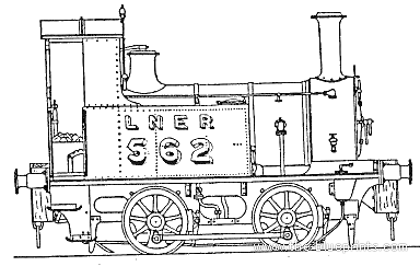 Train LNER Y8 NER Class K 0-4-0 Tank - drawings, dimensions, figures