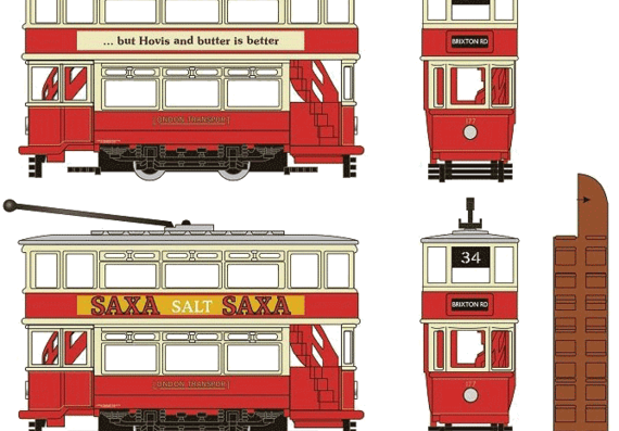 London Transport Tram train - drawings, dimensions, pictures