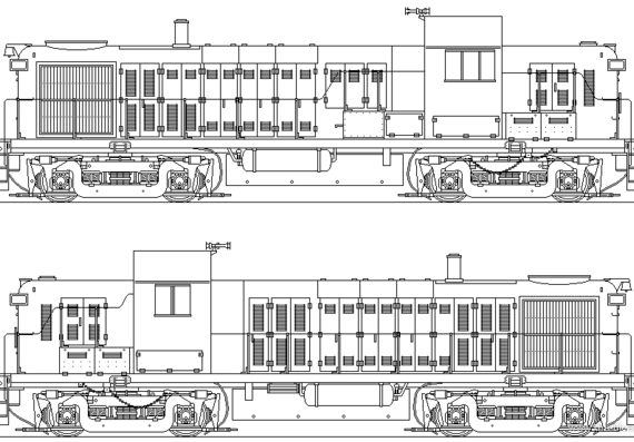 Поезд MLW RS-3 - чертежи, габариты, рисунки