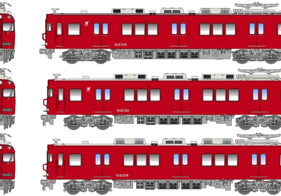Meitetsu 6000 train - drawings, dimensions, pictures