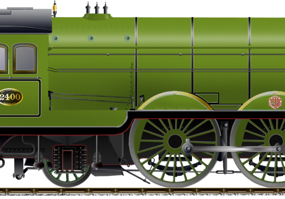 Train NBR 4-6-2 No. 2400 Pacific - drawings, dimensions, figures