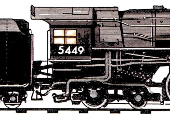 Поезд NYC L3a Class 4-6-4 (1937) - чертежи, габариты, рисунки