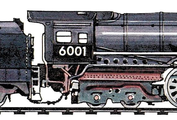Поезд NYC Niagara Class 4-8-4 (1945) - чертежи, габариты, рисунки