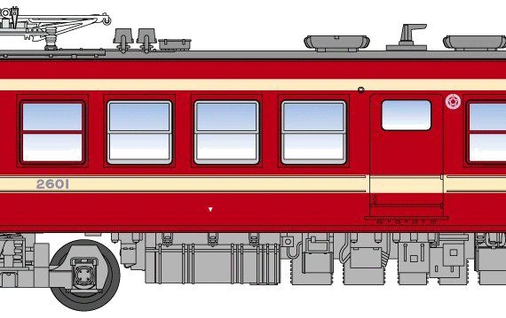 Поезд Nagano Electric Railway 2600 - чертежи, габариты, рисунки