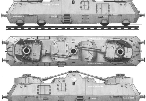 Поезд Nr.51 German Heavy Armored Train - чертежи, габариты, рисунки
