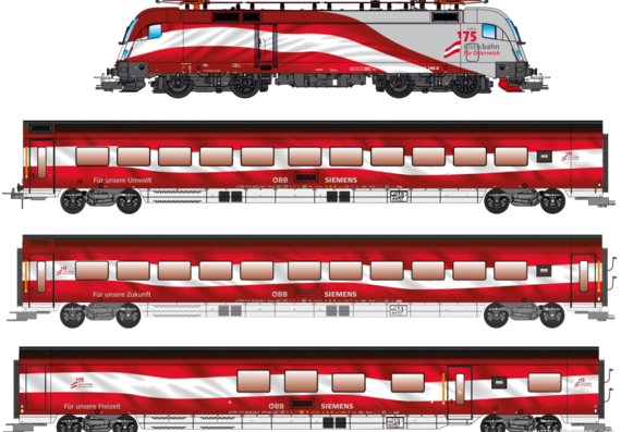 Поезд OBB Railjet - чертежи, габариты, рисунки
