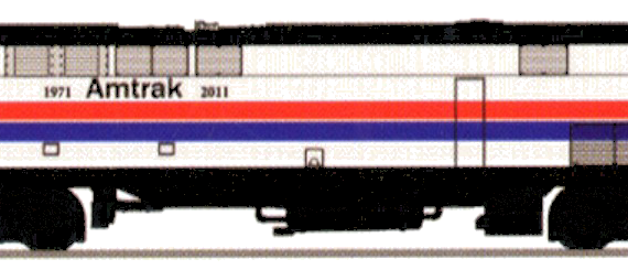 Поезд P42 Amtrak Phase II No.66 - чертежи, габариты, рисунки