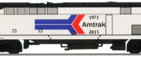 Поезд P42 Amtrak Phase I No.156 - чертежи, габариты, рисунки