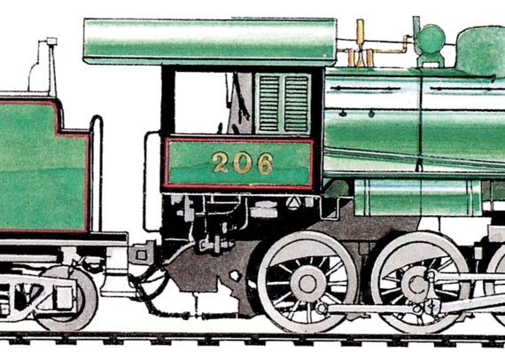 Поезд Peru - FCC Andes Class 2-8-0 (1935) - чертежи, габариты, рисунки