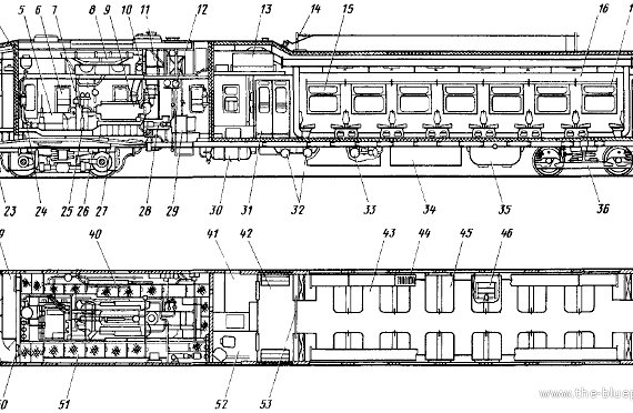 Train RVR DR1A Diesel Locomotive - drawings, dimensions, figures